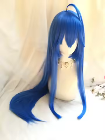 High Quality Anime Izumi Konata Cosplay Wig Long Straight Hair Dark Blue Wig Heat Resistant Synthetic Wigs Hair