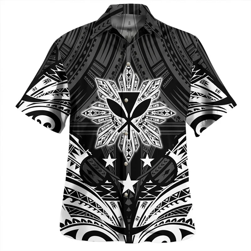 Philippines Sun Filipino Shirts For Men 3d Printed Polynesian Short Sleeves Tops Casual Street Blouse Loose Lapel Hawaiian Shirt