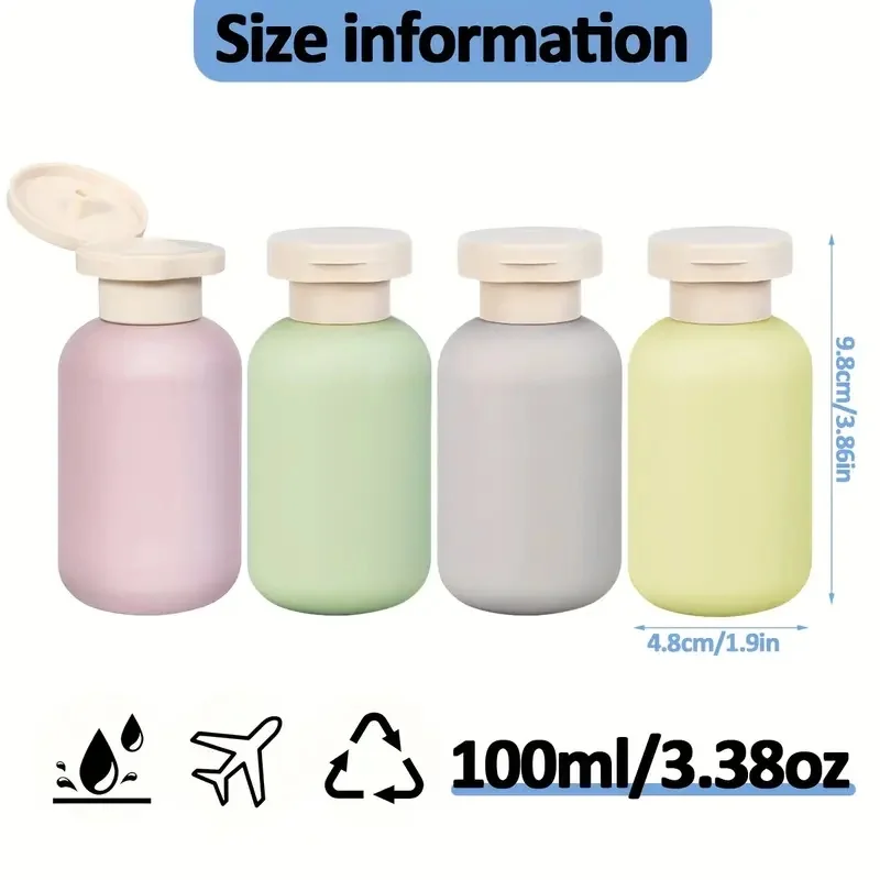 3/4 Uds 100ML botella de repuesto de viaje portátil reemplazable cosméticos loción champú loción hidratante crema subembotellado vacío