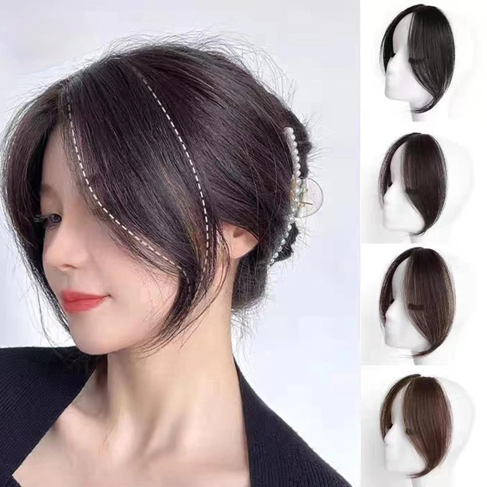 2024 Trendy Wig 2Pcs Seamless Natural Invisible Air Side Bangs Show Small Face Hair Extension Wig Piece