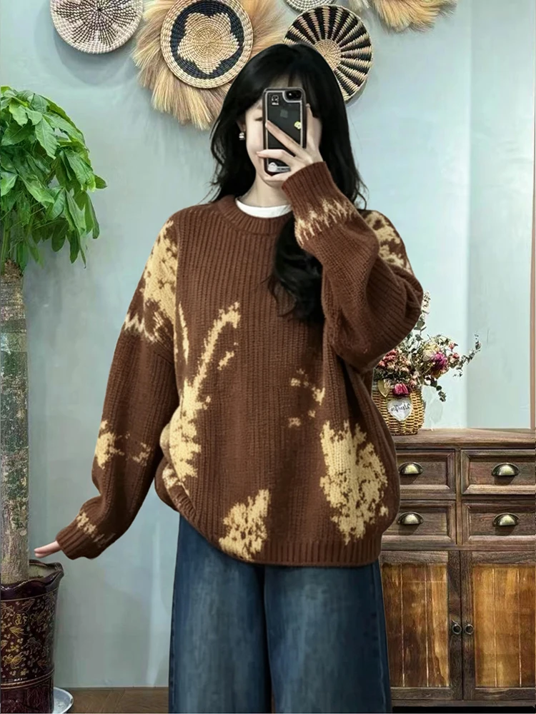 Amax LuluE 2026 Fall Fashion Womens Knitted Pullover Vintage Loose Casual Sweaters Ladies Elegant Luxury Oversized Warm Jumpers