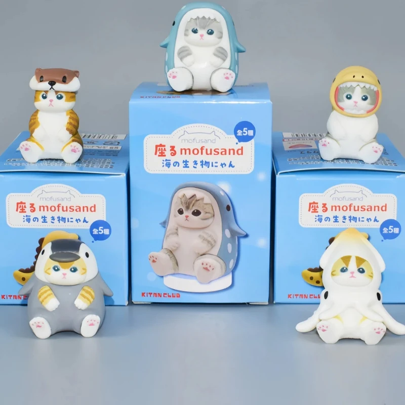 

Mofusand Ebi Nyan Shark Cat Marine Animals Series Blind Box Cat Kawaii Action Figures Desktop Decoration Surprise Birthday Gift