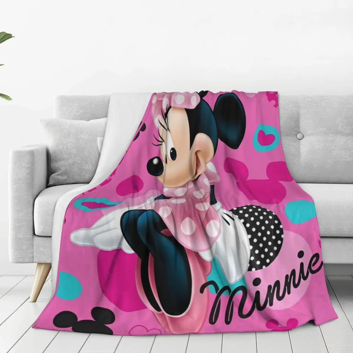 Animated Movie Mickey Minnie Mouse Love Warm Blankets Camping Plush Throw Blanket Fun Couch Bed Flannel Bedspread Sofa Bed Cover