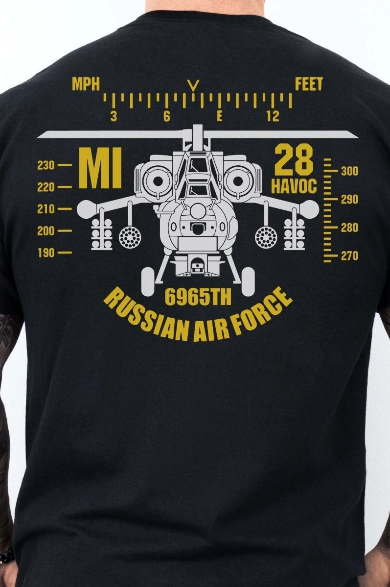 

MI-28 Havoc Russian Air Force Attack Scout Helicopter Military T-Shirt Short Sleeve Casual 100% Cotton Shirt