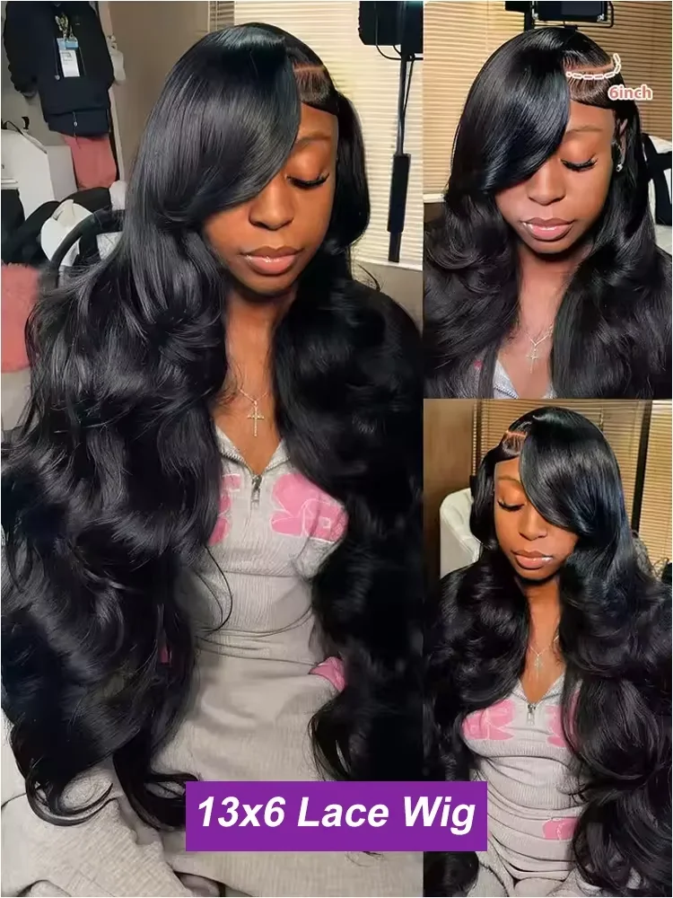 7x6 Lace Naturschwarz Body Wave 13x4 HD Transparente Spitze 13x6 Full Frontal Perücken Vorgezupfte 360 Lace Perücke Echthaarperücken für Frauen – Detail 3
