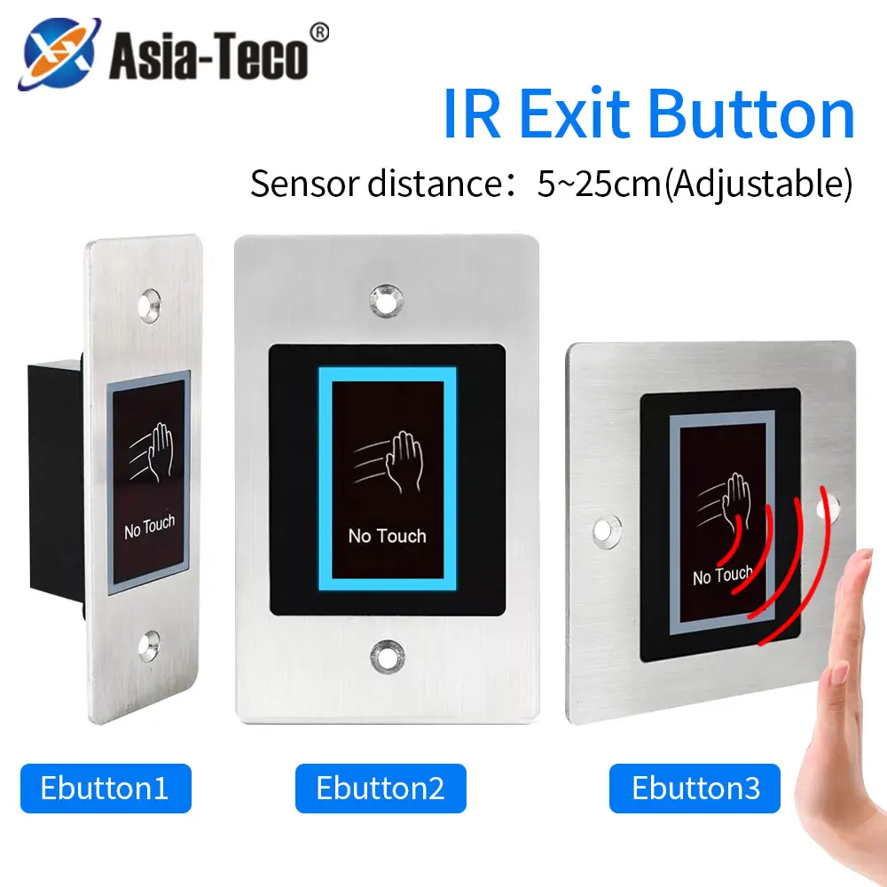 Infrared Door Access Exit Switch Embedded Design No Touch Release Button Gate Opener Door Access Control System Entry Touchless