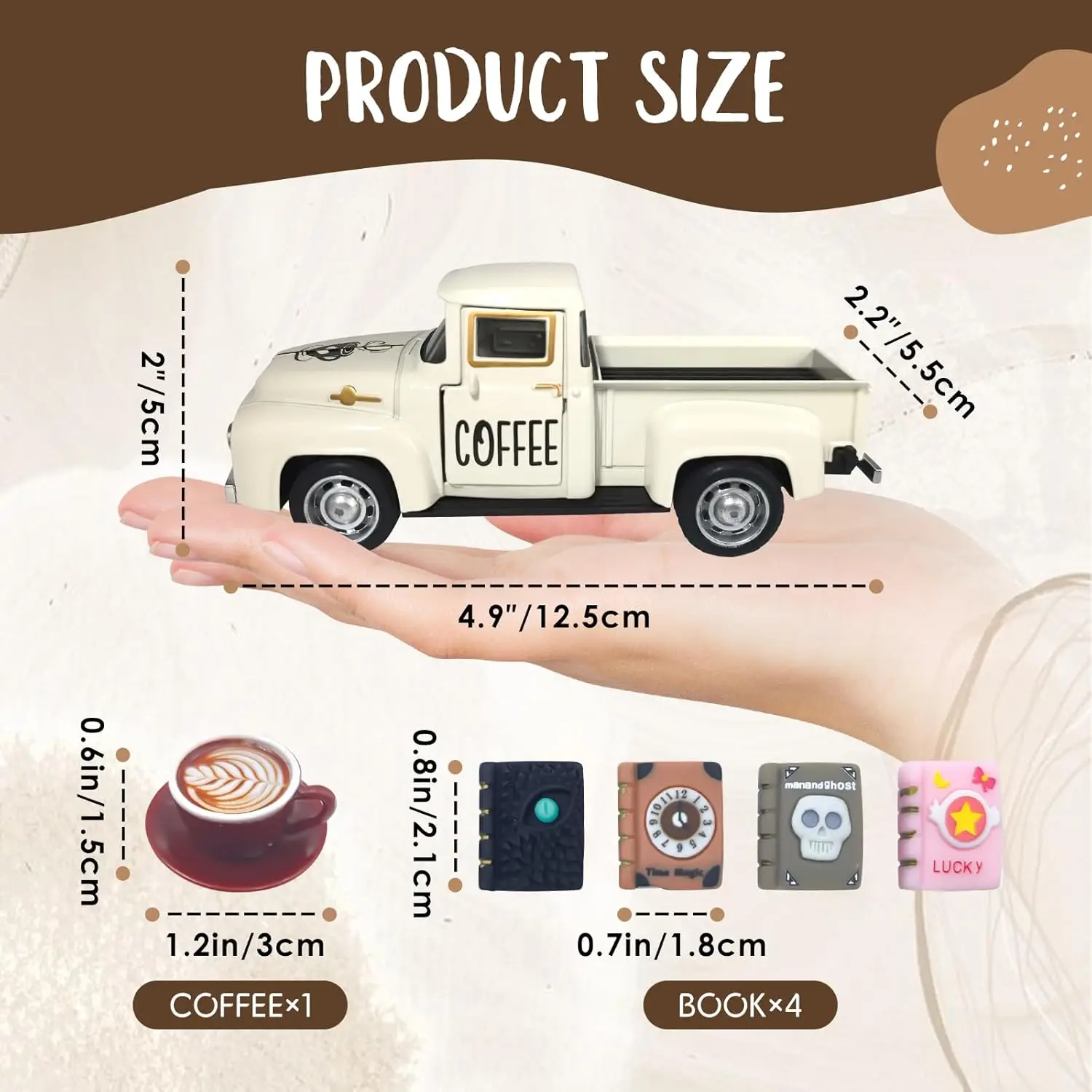 Alloy Vintage Coffee Truck Mini Casting Farmhouse Decor with Bean Bag Non Electric Desktop Accessory for Coffee Bar Display