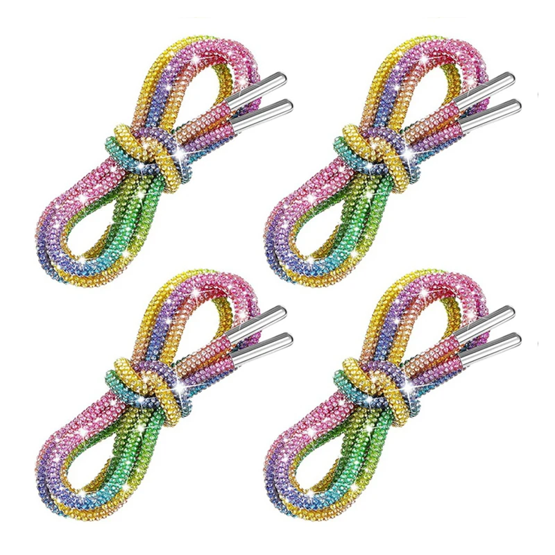 Round Shoe Laces for Sneakers DIY Rainbow Shoelaces Diamond Luxury Rhinestone Suitable Clothes Trousers Shoestring 1 Pcs