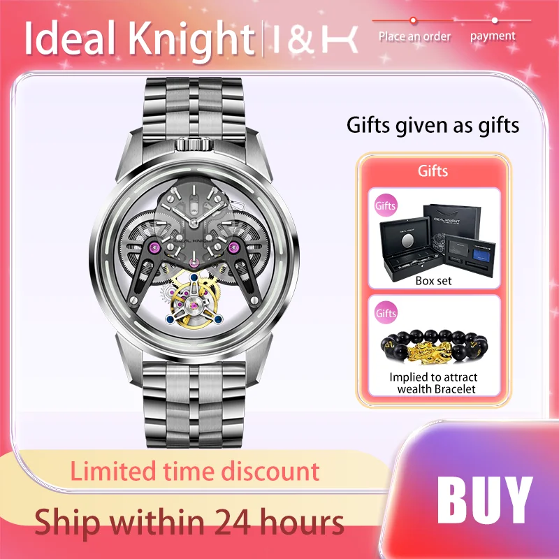 

Ideal Knight Top Tourbillon Movement Favorite Level Men Watches Waterproof Three Watch Straps Limited Edition Luxury Wristwatch