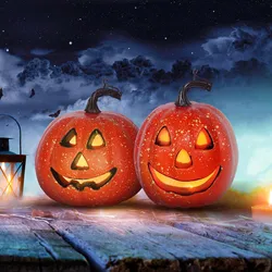 Halloween Glowing Pumpkin Decor LED Triple Layer Light Up Pumpkin Decor Battery Powered Festival Theme Home Party Decorations