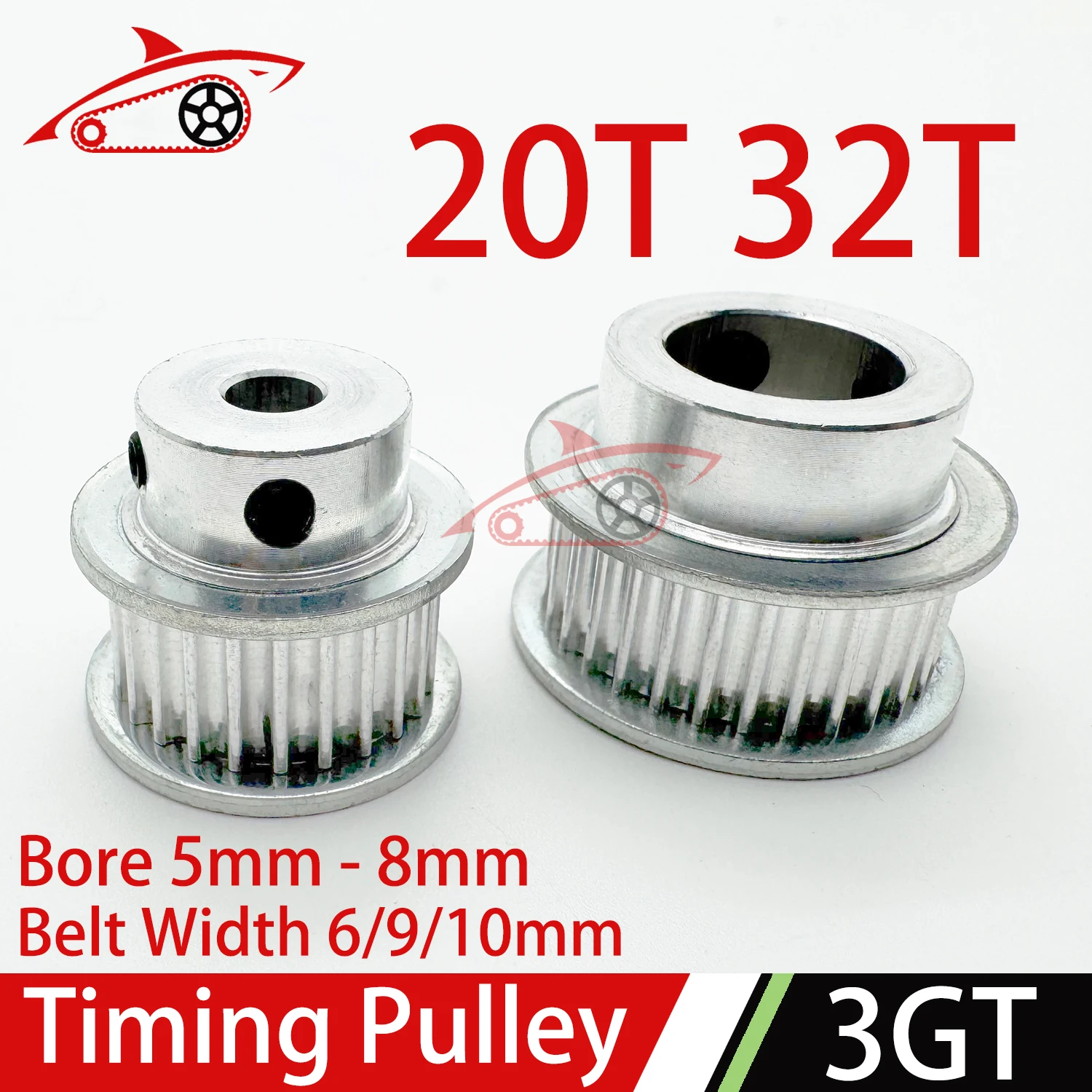 3GT 20Teeth 32Teeth Timing Pulley Bore 5/6/6.35/8mm Belt Width 6mm 9mm 10mm Synchronous Wheel Timing Pulley GT3 20T 32T Pulley