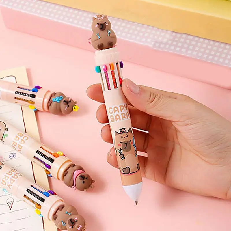 capybara Ballpoint Pens - Ideal School Supplies and Writing Tools for Kids with 10 Colors and Multiple Uses