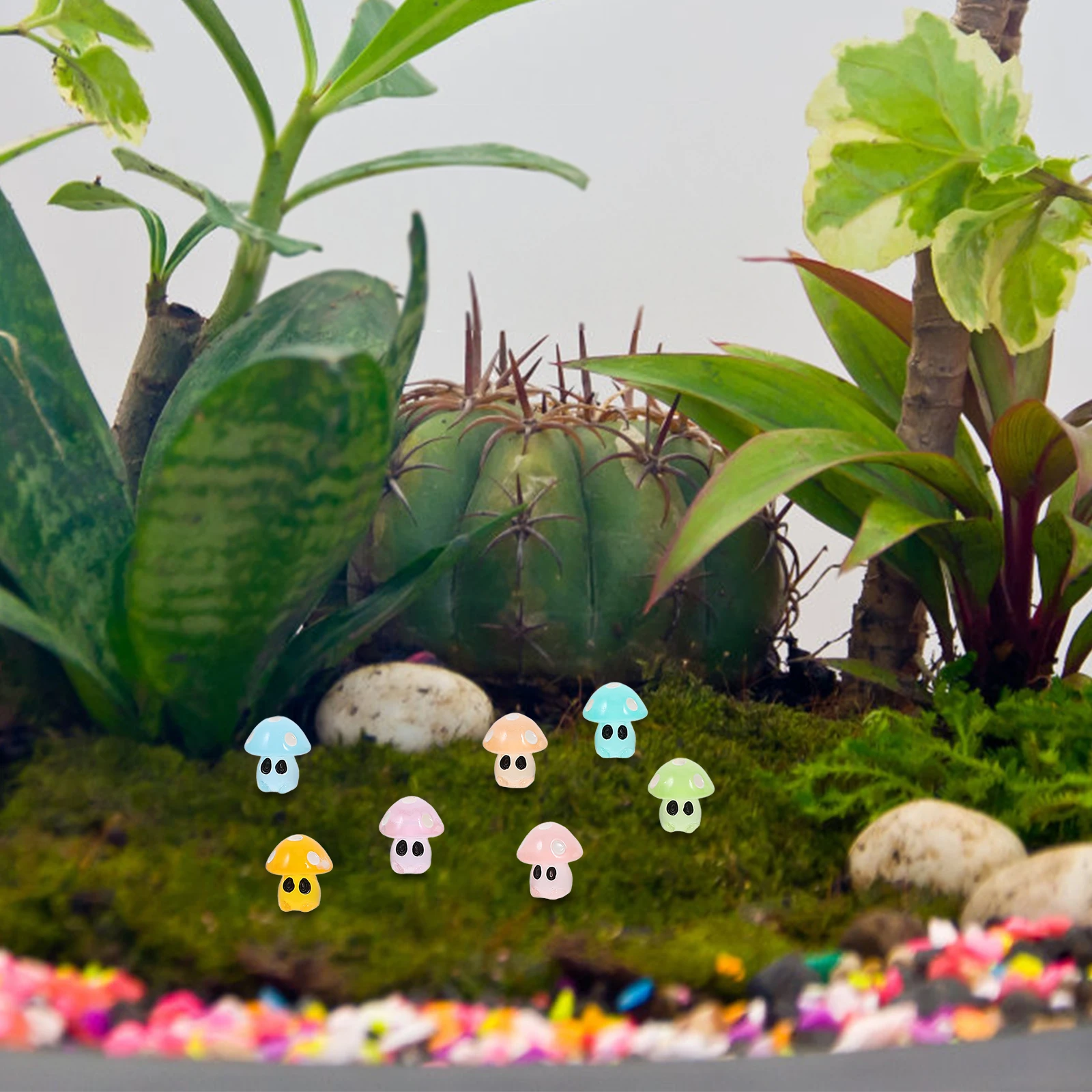 

35pcs Resin Mushroom Ornaments Glow In The Dark Mini Decor For Garden Bonsai Craft Micro Landscape Tiny Party Accessories