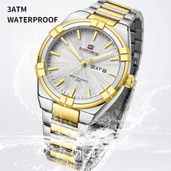 New NAVIFORCE Original Men's Watch Day Date Display Steel Strap Wrist Watches Man Waterproof Quartz Calendar Clocks Reloj Hombre