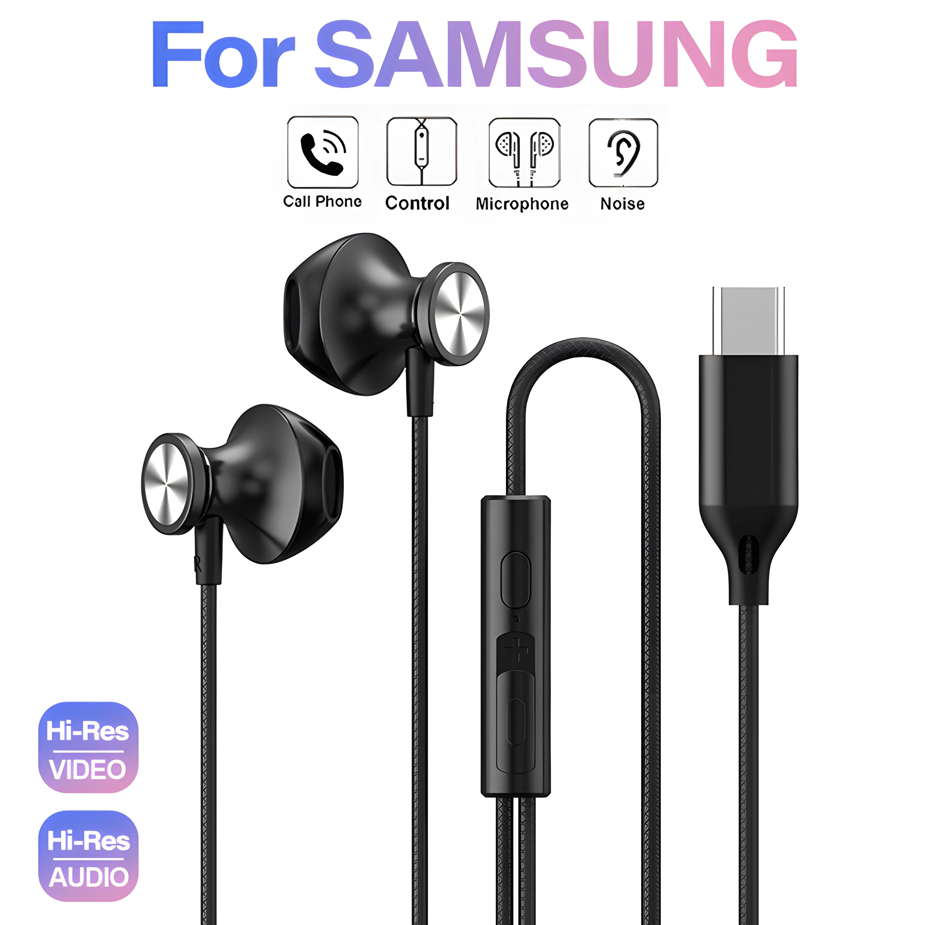 Auriculares DAC con cable USB tipo C de Metal, auriculares estéreo HiFi con micrófono para Samsung Galaxy S24, A54, OnePlus 12, 9, 8T, 3,5mm