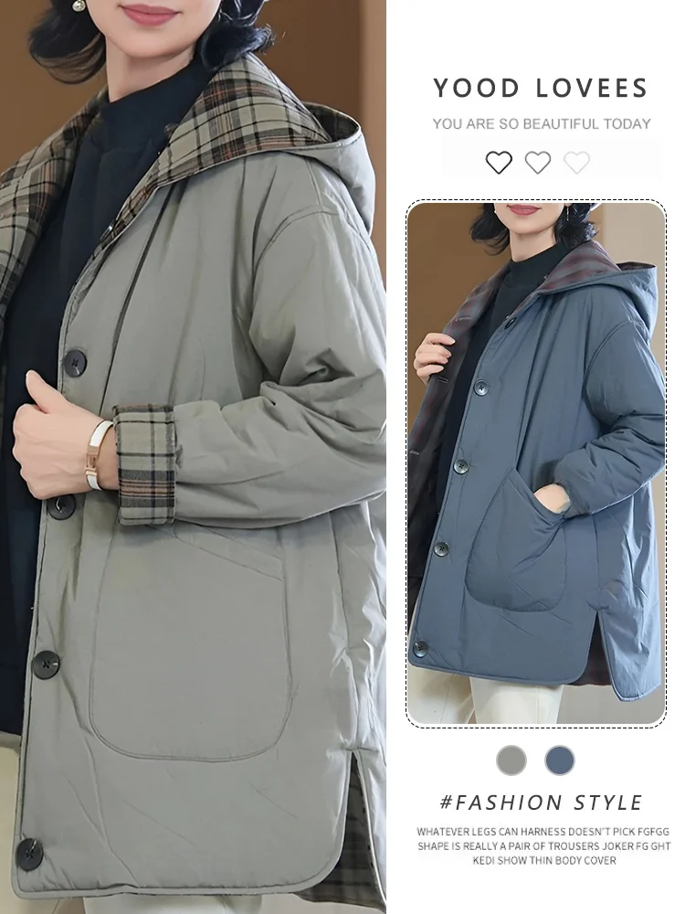

Double-Sided Wearable Warm Cotton Jacket Casual Hooded Outerwear for Autumn Winter New Design Sensation Commute Korean Style
