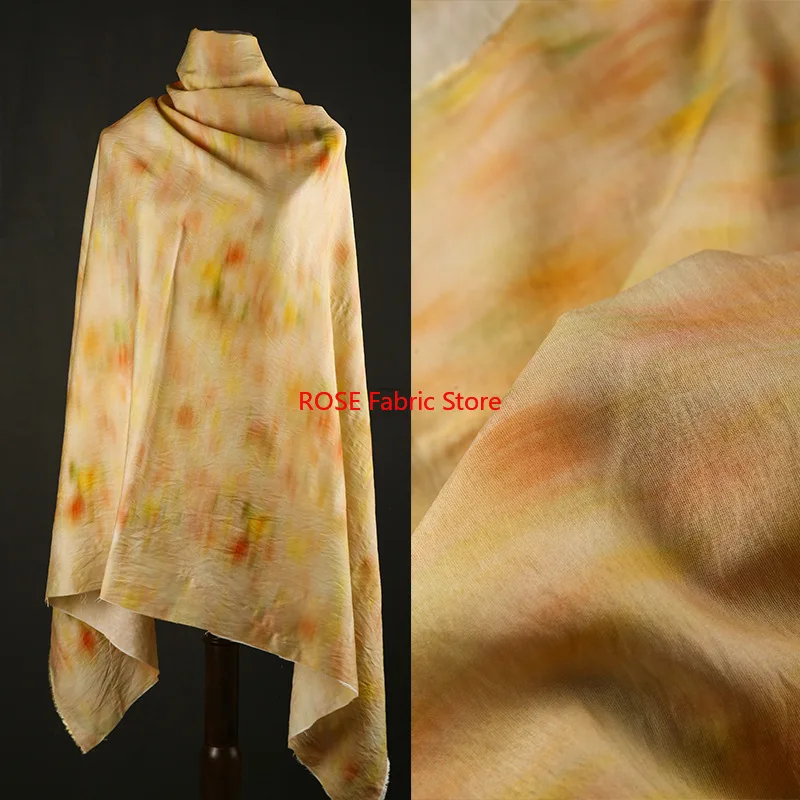 

1 meter Oil Painting Style Brocade Cotton Fabric Dress Gown Handmade Sewing Fabric