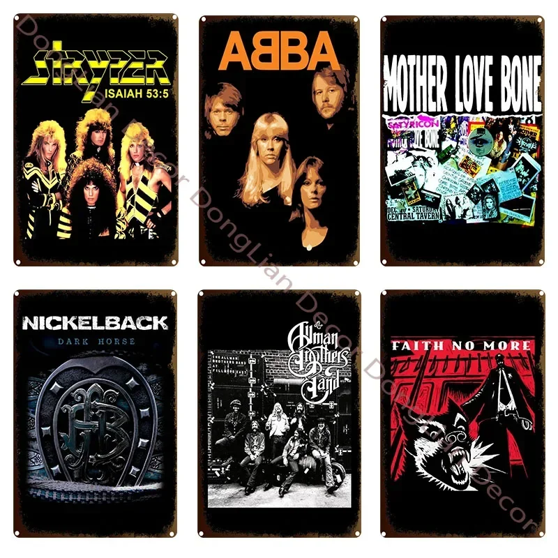 ريترو روك باند المغني لعب الموسيقى بار مطعم حانة اللوحة خمر تين تسجيل الرجعية المعادن تسجيل لوحة ديكور جدار ديكور