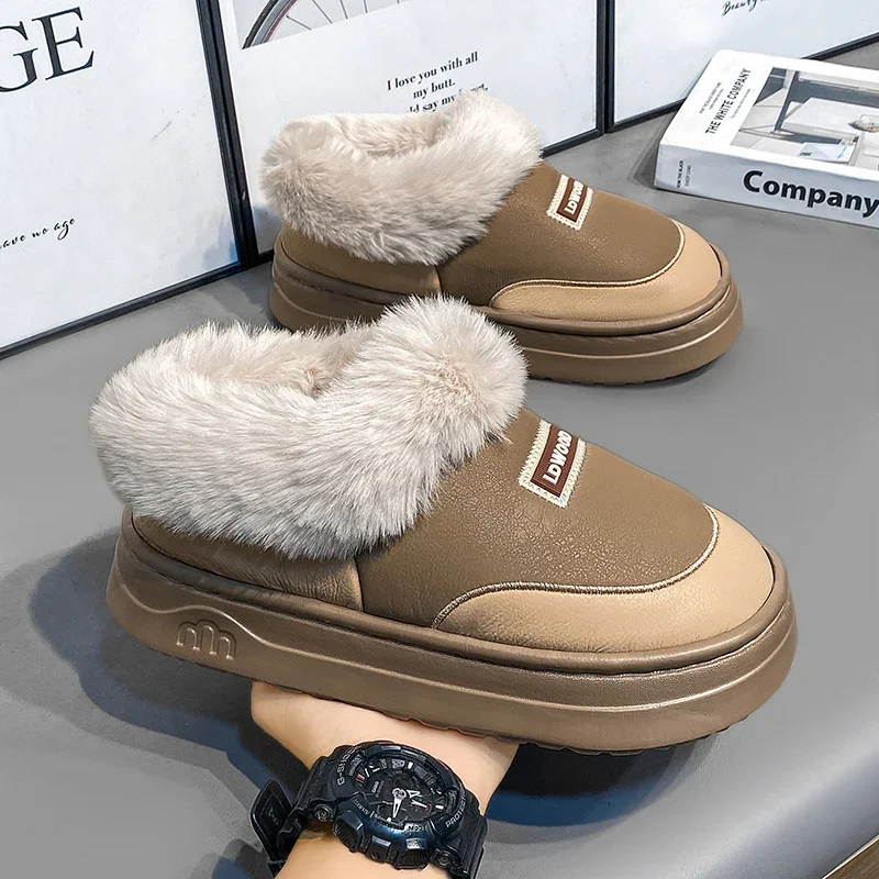 

Hot Men's Winter Slip-on Snow Boots Man Solid Work Safety Shoes Men Warm Plush Ankle Boots Male Winter Thick Bottom Outdoor Shoe