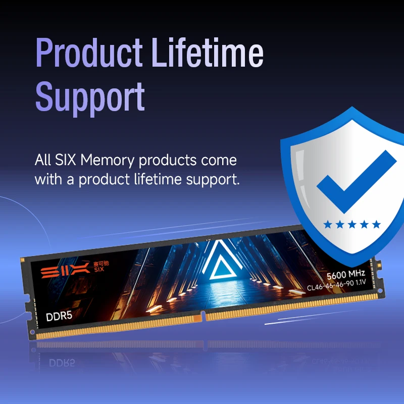 SIX U-5600PRO DDR5 RAM 32 GB UDIMM, 5600 MHz CL46-46-46-90, modulo di memoria desktop