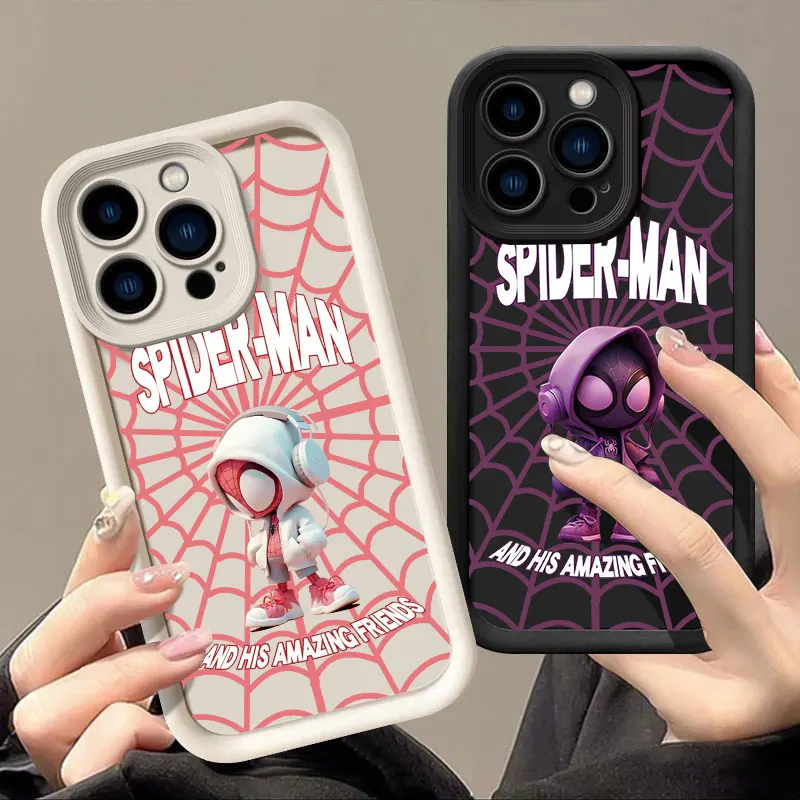 Marvel Cute Spiderman Phone Case for iPhone 16 Cases iPhone 15 14 13 12 Mini 11 Pro Max 16 Plus XS 15Pro Shockproof Back Cover