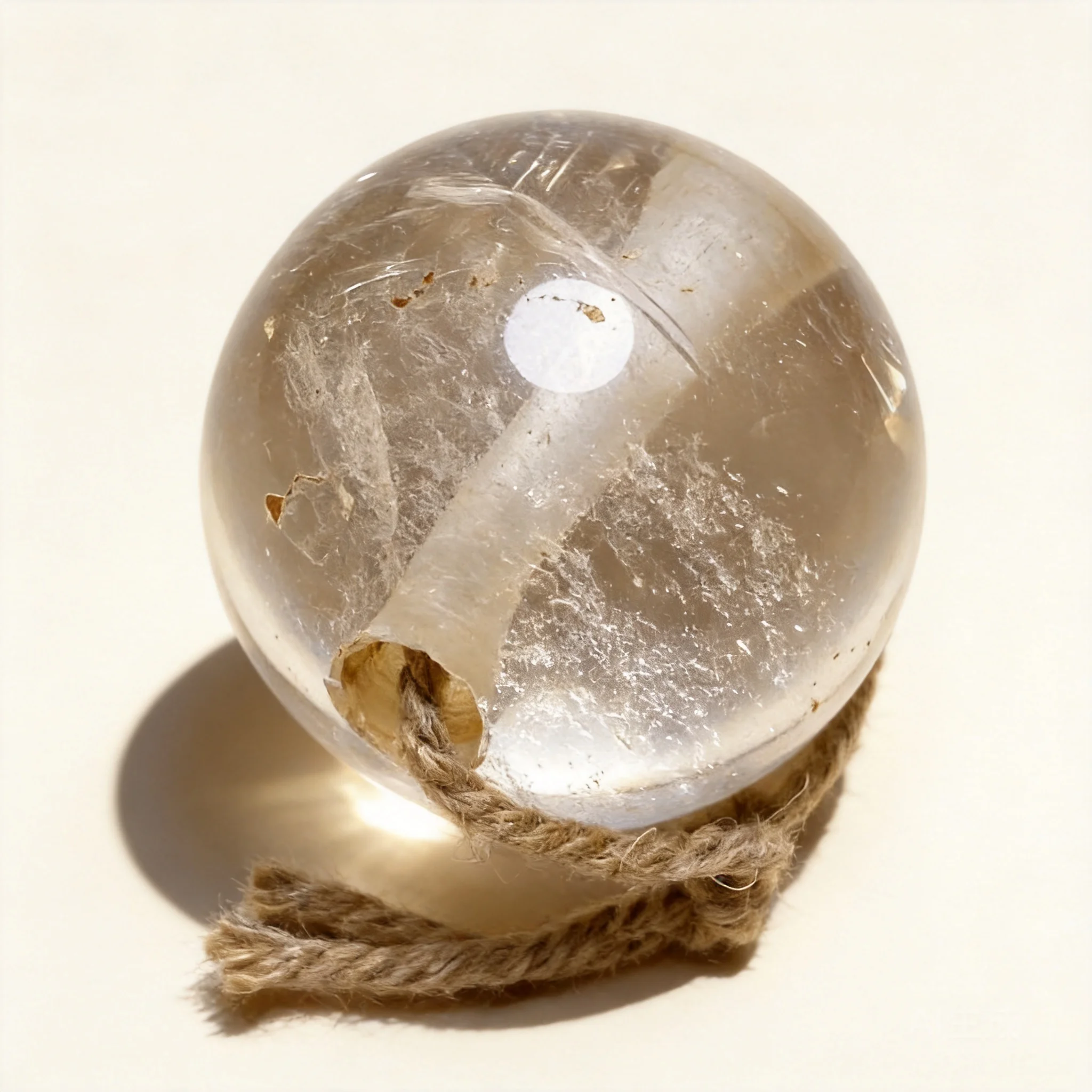 Chinese Antique Style Natural Clear Quartz Sphere Pendant Lucky Good Fortune Feng Shui Positive Energy Healing Crystal Jewelry