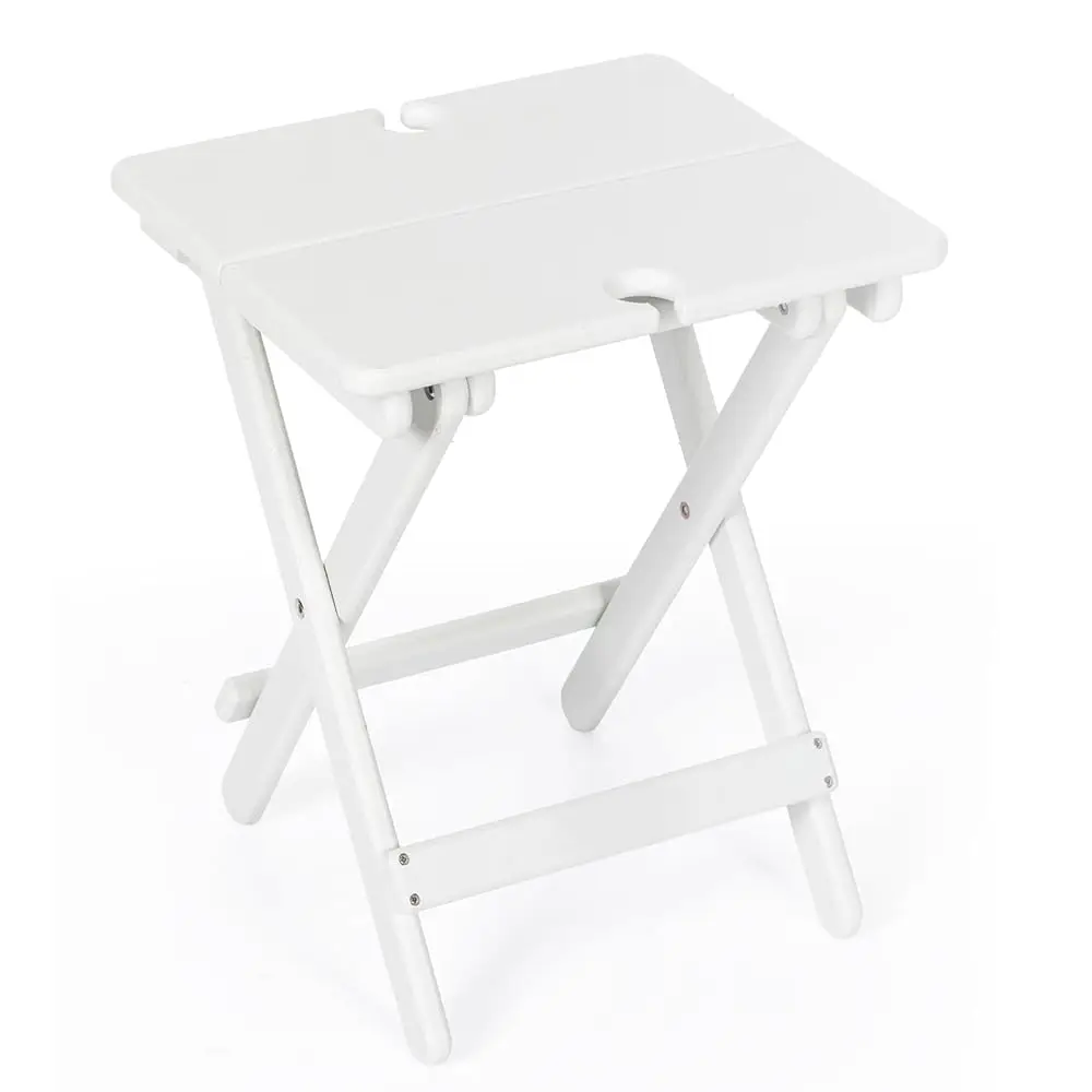 

Portable Folding Side Table, Outdoor Adironda Side Table With X-Type Frame, Hdpe Small Patio Table, Weather Resistant End Table