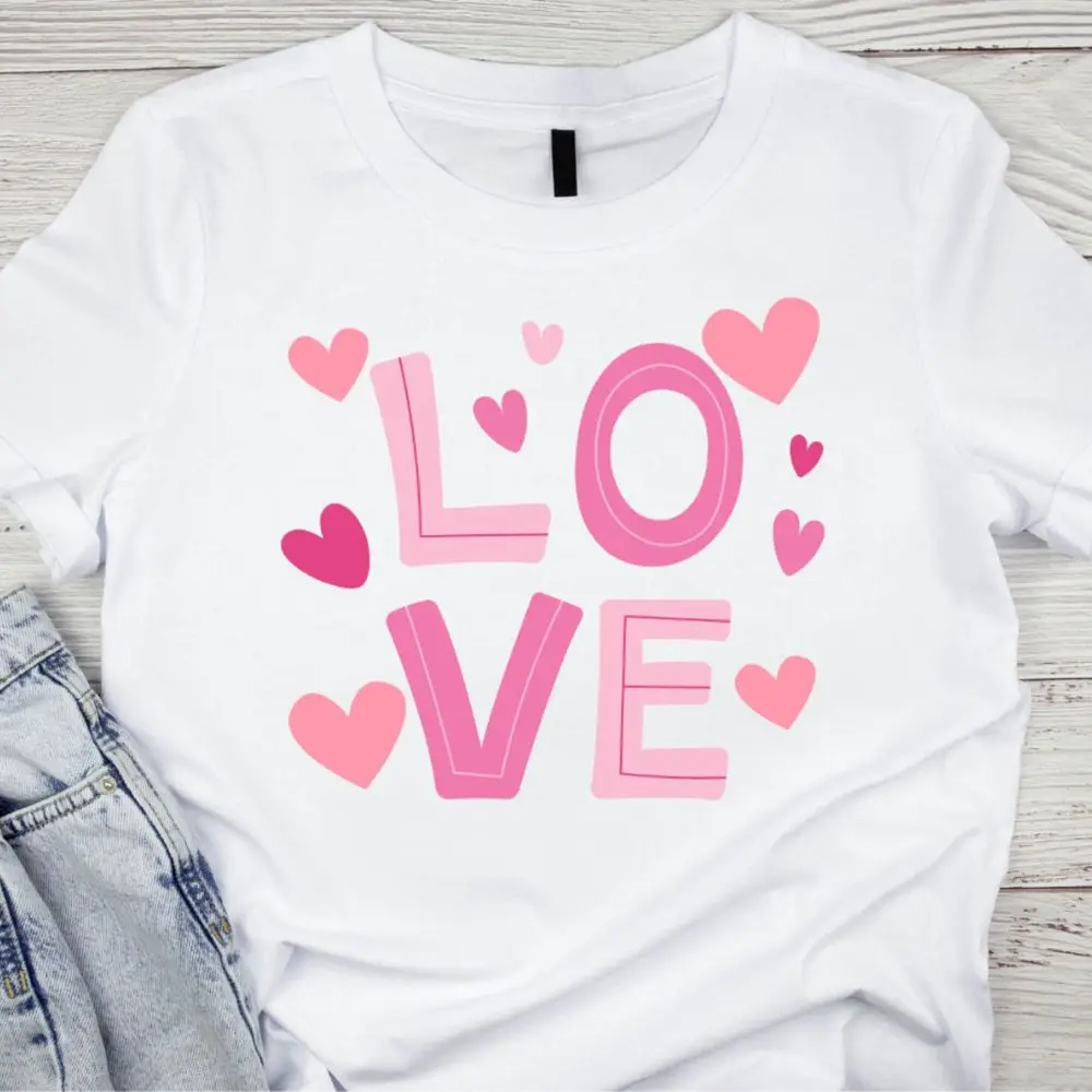 

Simple Valentine Shirts Love Valentines Day Shirt Cute T shirts for Women Preppy T shirt for Women 2024 New Casual Tee Top