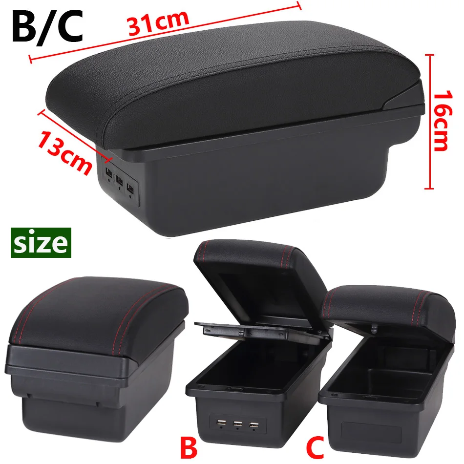 For Ford Fiesta Armrest box For Ford Fiesta MK7 Car Armrest 2009-2017 Storage box Interior details Accessories easy installation