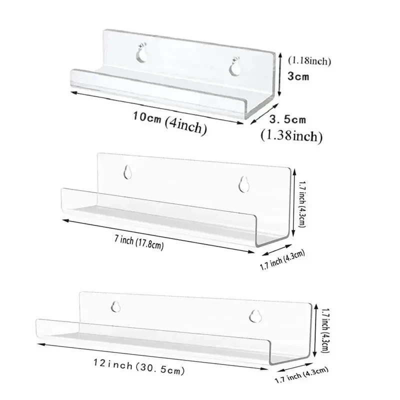 4/6/8pcs Acrylic Record Display Stand 4/7/12 inch Clear Wall Mounted Vinyl Record Holder Shelf LP Record Album Storage Rack