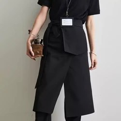 Black Canvas Half-Length Apron Unisex Waterproof Anti-fouling Waist Apron Bakery Bar Restaurant Cleaning Workwear
