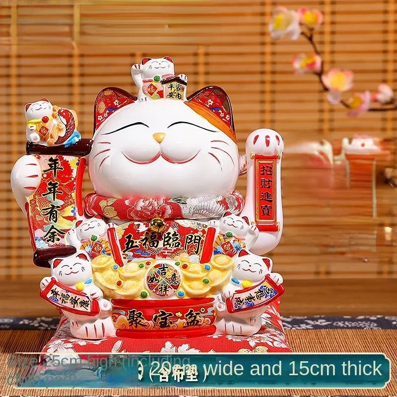 

Fortune Cat Statue Room Decor Accessories Ceramic Maneki Neko Lucky Cat Home Decor Waving Hand Cat Feng Shui Ceramic