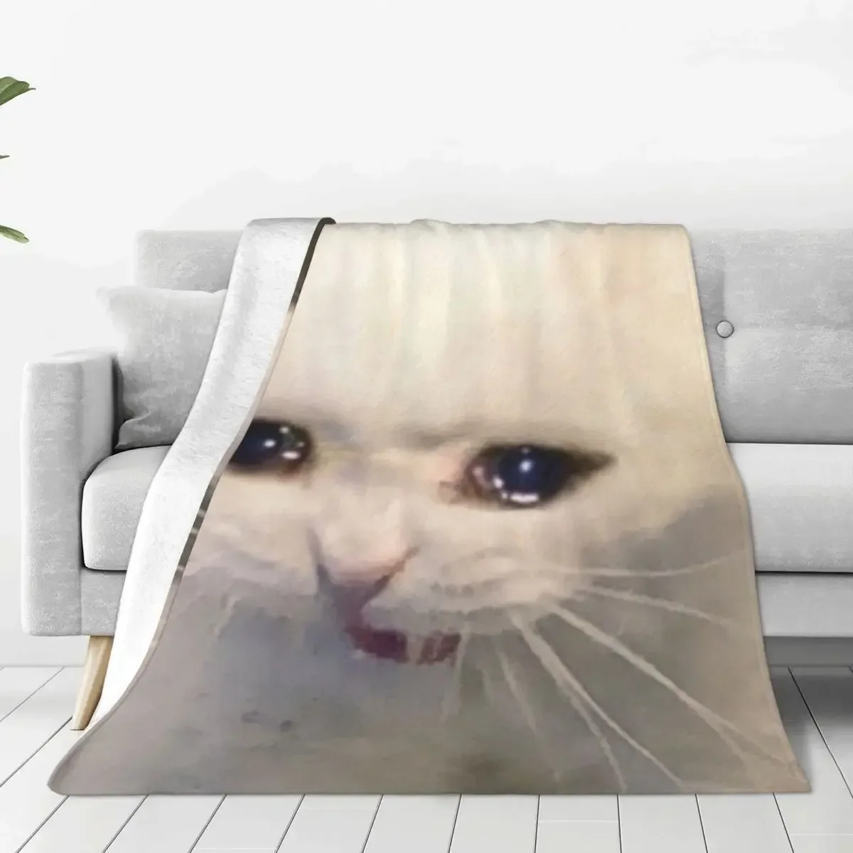 

Одеяла Crying Cat Meme, фланелевые забавные мягкие одеяла для дома, осень/зима