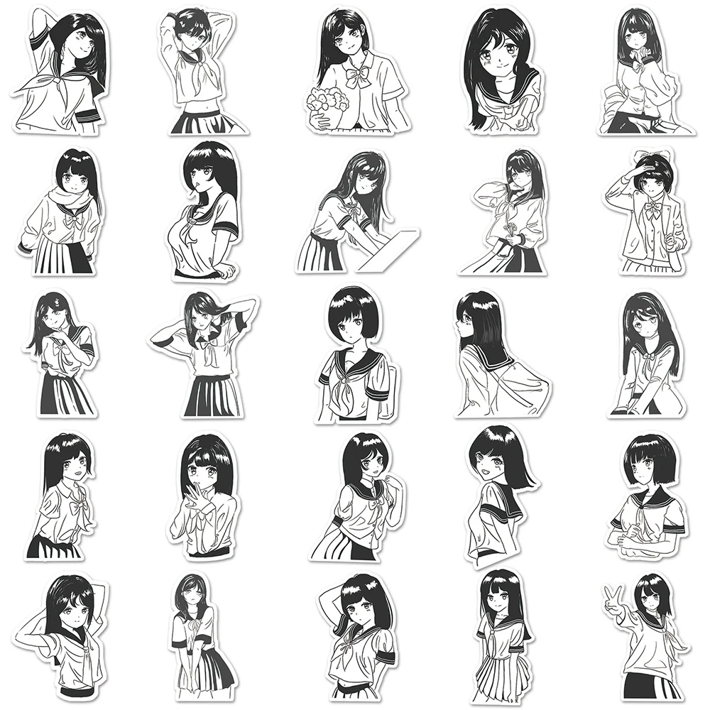 10/30/50 pçs bonito anime jk uniforme meninas adesivos kawaii dos desenhos animados adesivo diy scrapbooking telefone portátil graffiti decalques brinquedos presente