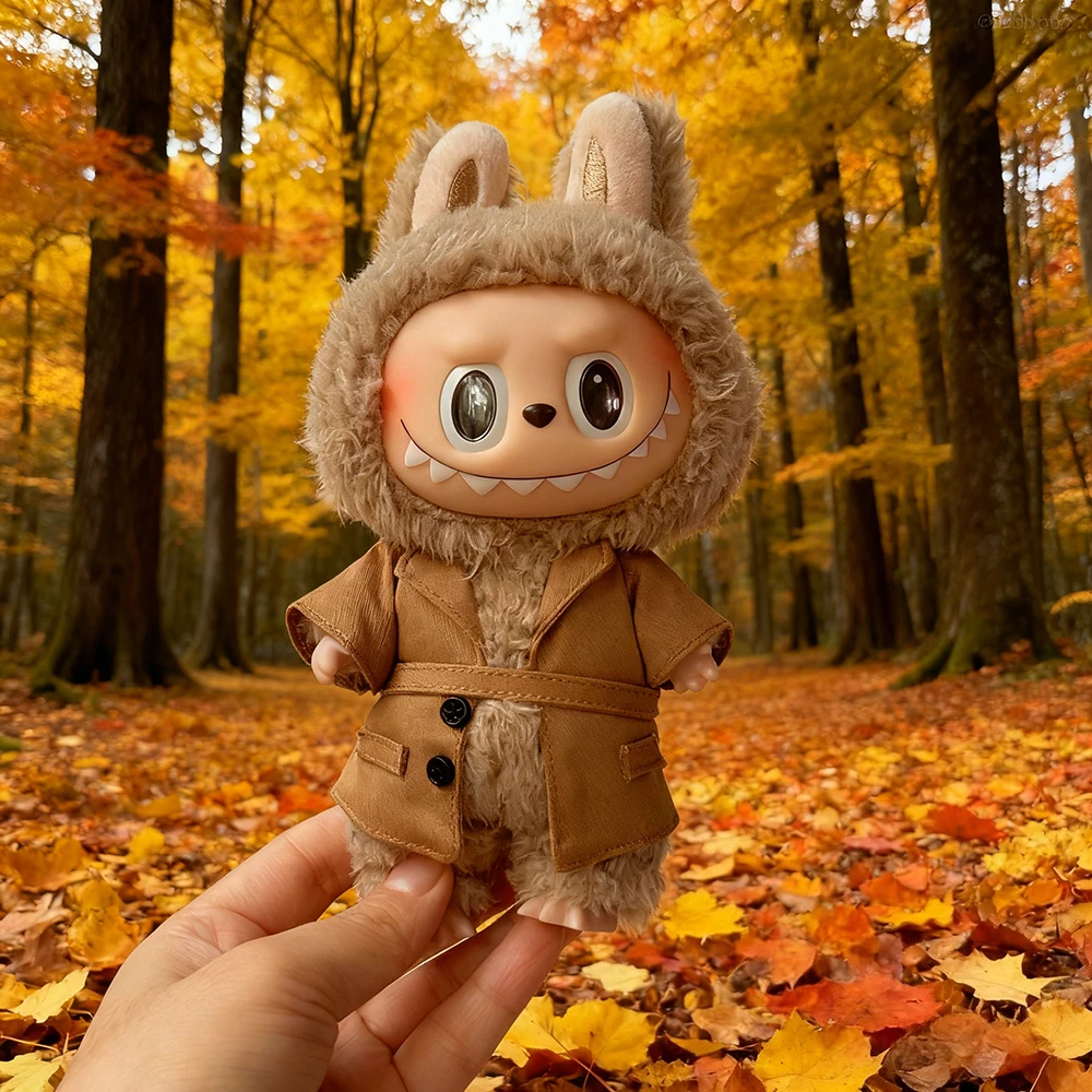 

1Set 10cm Mini Doll 10cm Labubu 4.0 Doll Clothes Long Windbreaker Dress Up Dolls Accessories Sitting Party Christmas DIY Toys