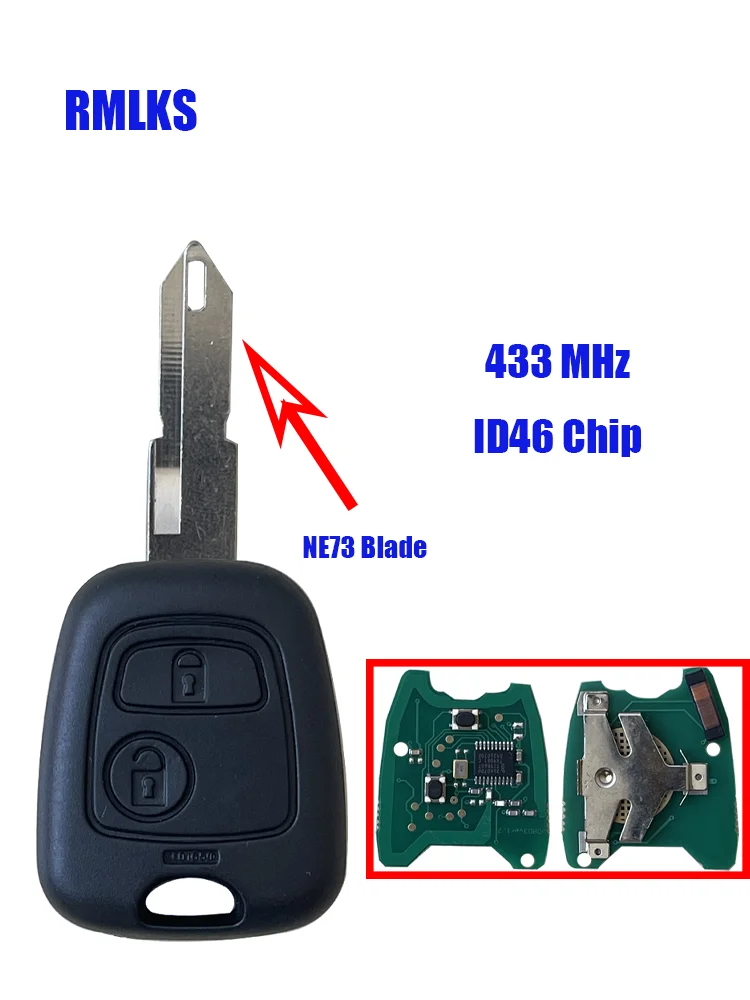 NE73 Blade Remote Key Fob Controller For PEUGEOT 206 207 433MHZ With PCF7961 Transponder Chip Vehicle Key 2 Buttons