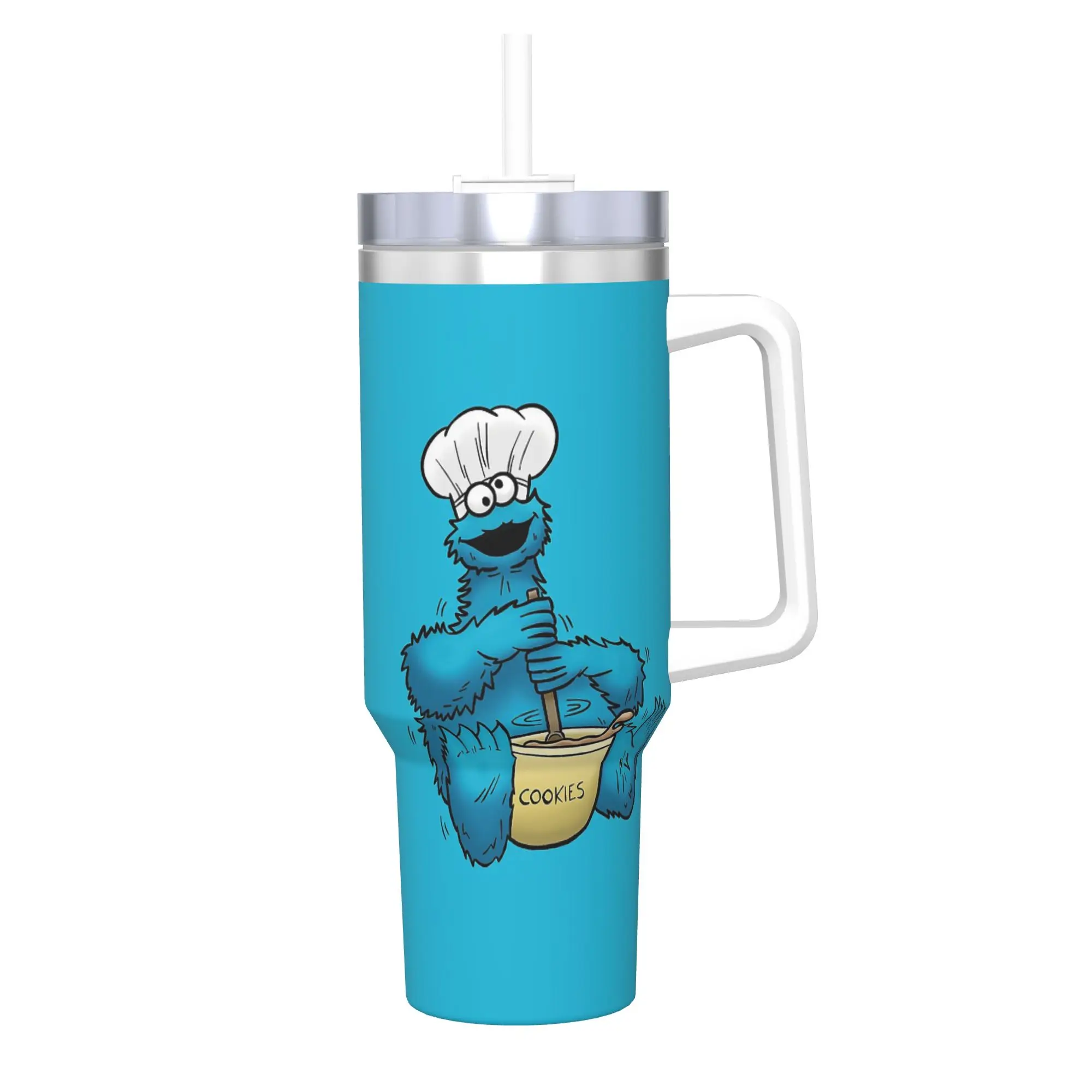Vaso Térmico de Acero Inoxidable con Diseño de Cookie Monster, Taza Portátil para Bebidas Frías y Calientes, Botella de Agua para Viaje