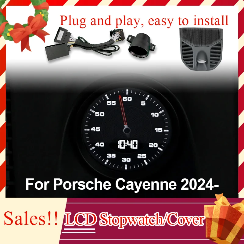 

Car LCD Stopwatch Kit For Porsche Cayenne 2024 Accessory Dashboard Central Clock Compass Time Electronic Meter Console Watch