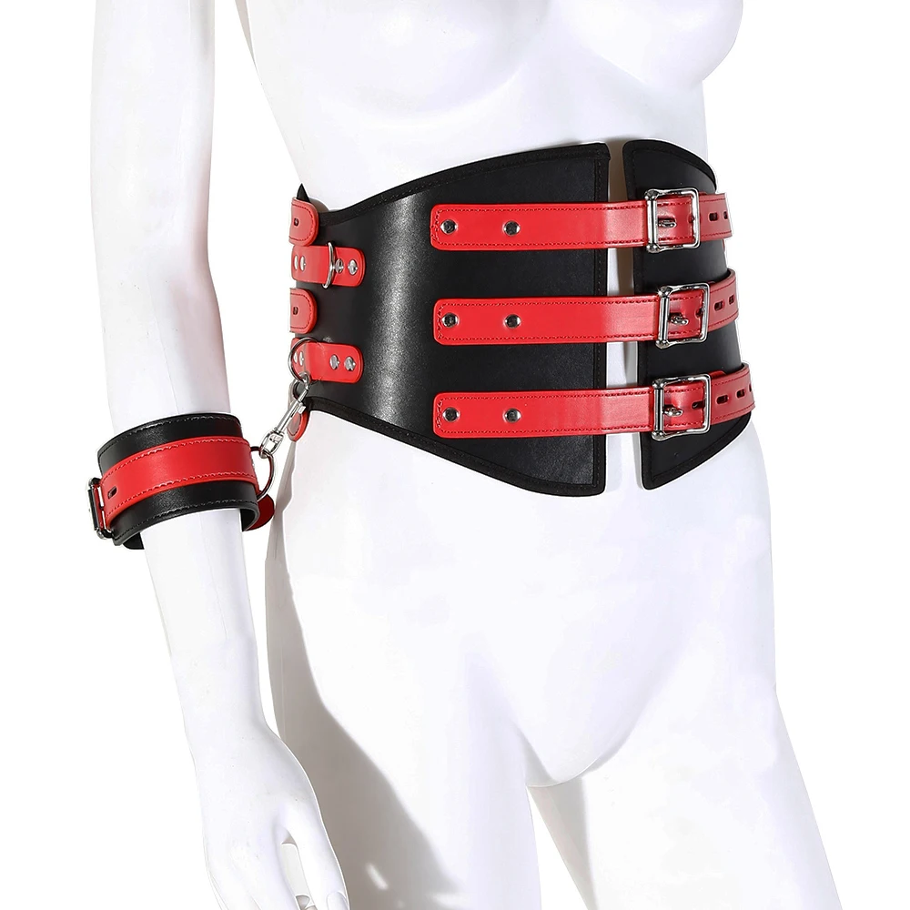 Thierry Breast Exposed Body Corset with Handcuffs Adult Games Sex Toys for Women Ultimate Lockdown Bondage Restraint