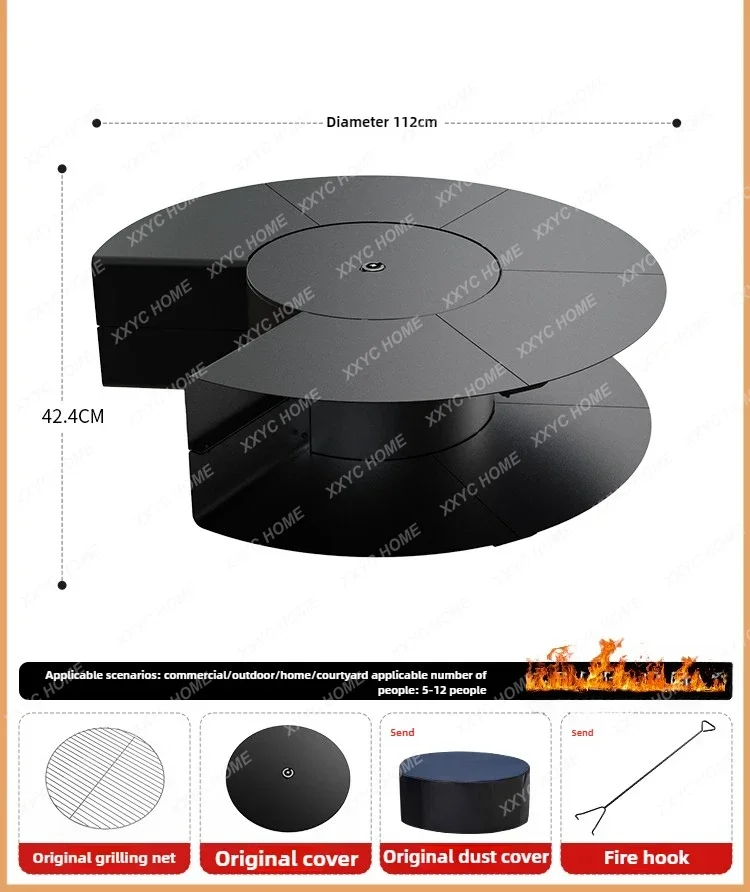 HHhot Sale Outdoor Courtyard Bonfire Brazier Outdoor Firewood Roaster Villa Garden Combination Fireplace