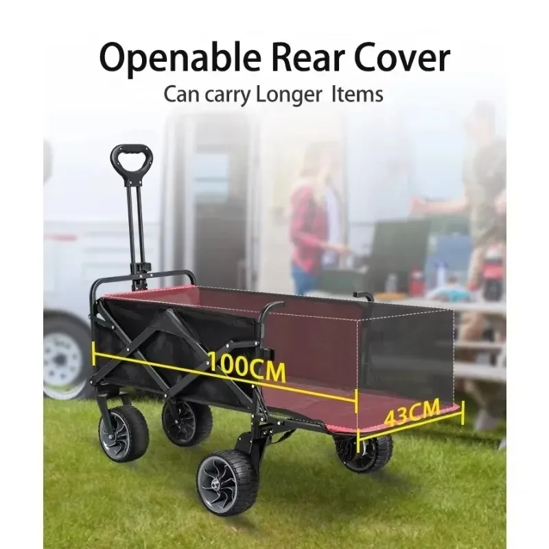 2026for Four-wheel Camping Cart Remote Controls Electric Utility Wagon 7 Inch All-Terrain Wheel Foldable Beach Cart For Camping