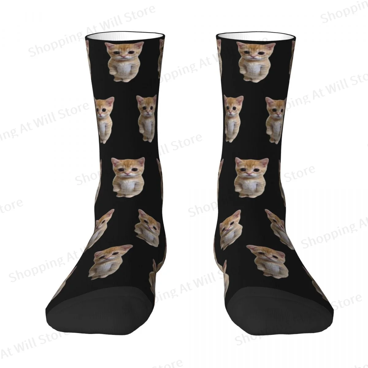 Sad Crying Cat Colorful El Gato Meme Unisex Winter Socks Windproof Happy Socks Street Style Crazy Sock