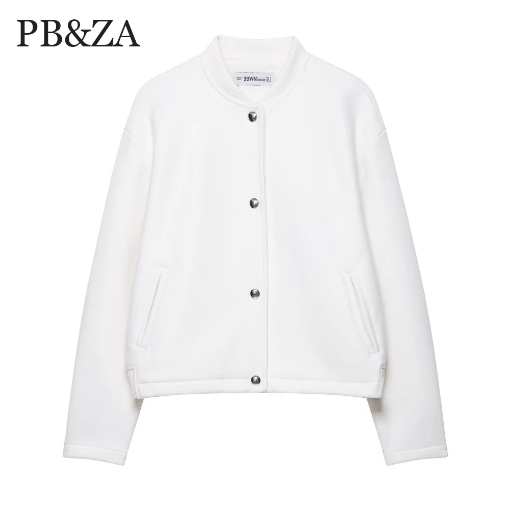 

PB & ZA женская мягкая куртка-пилот с круглым вырезом и длинными рукавами, карманом на пуговицах, осень/зима, новая модная куртка
