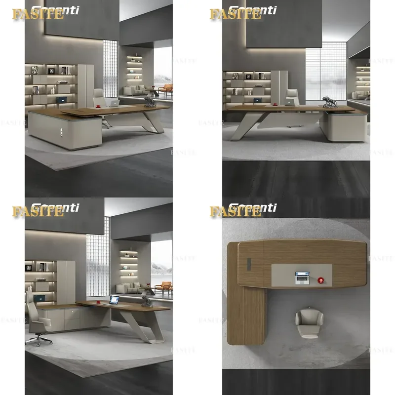 For Modern Office Light Luxury Boss Desk President Table Simple Executive Workstation Senior Manager Furniture Set with Chair