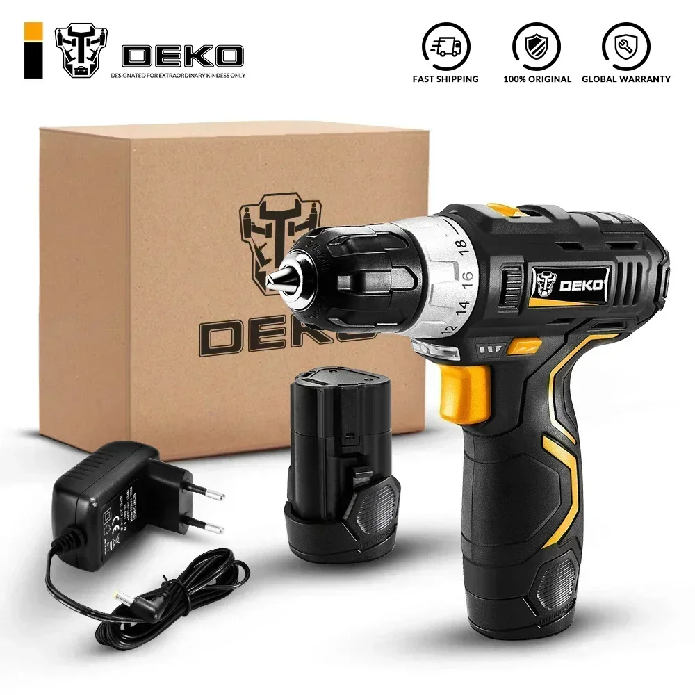 DEKO GCD12DU3 12-Volt Max Lithium-Ion Battery 32N.m 2-Speed Electric Cordless Drill Mini Drill Screwdriver Wireless Power Driver