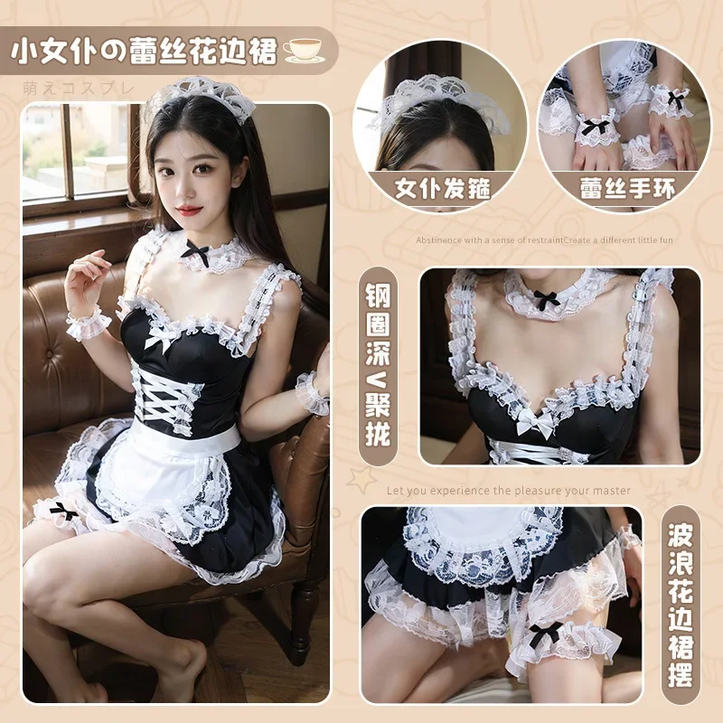 Lolita Cosplay Costumes Maid Dress Uniform Sexy Lingerie Role Play French Apron Servant Erotic Lace Outfit DDLG Porno Temptation