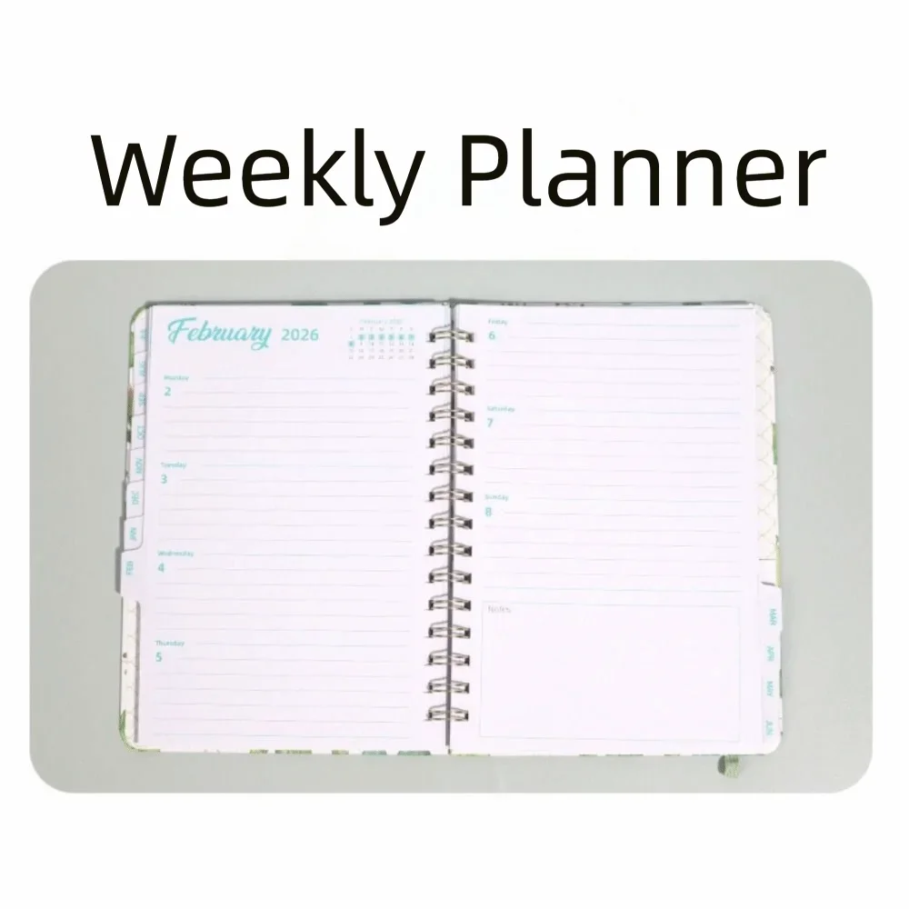 Buku Agenda Planner 2026 Ukuran A5 Spiral Binding Coil Desain Sederhana dengan Fungsi Jam untuk Jadwal Harian