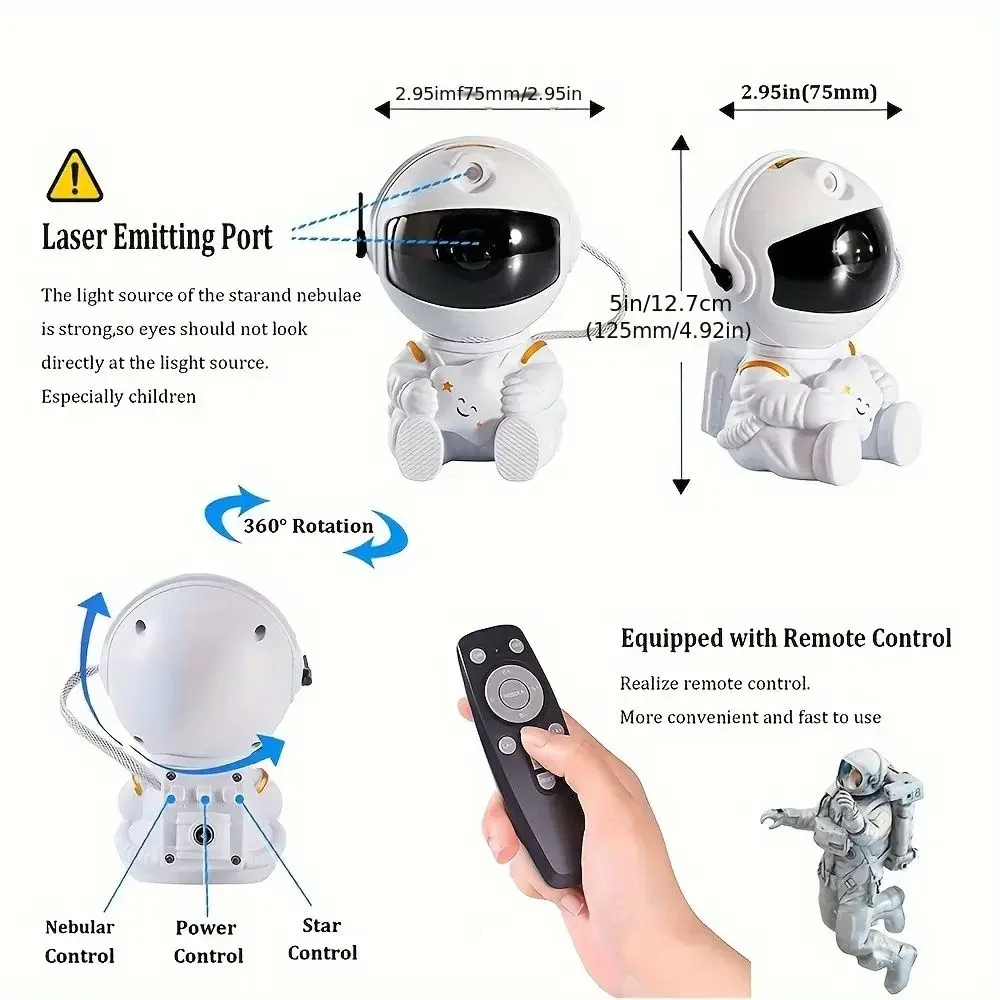 Astronaut Sterrenhemel Projectielicht Vol Sterren Omgevingslicht Spaceman Lasernevel Water Rimpel Slaapkamer Projectielicht