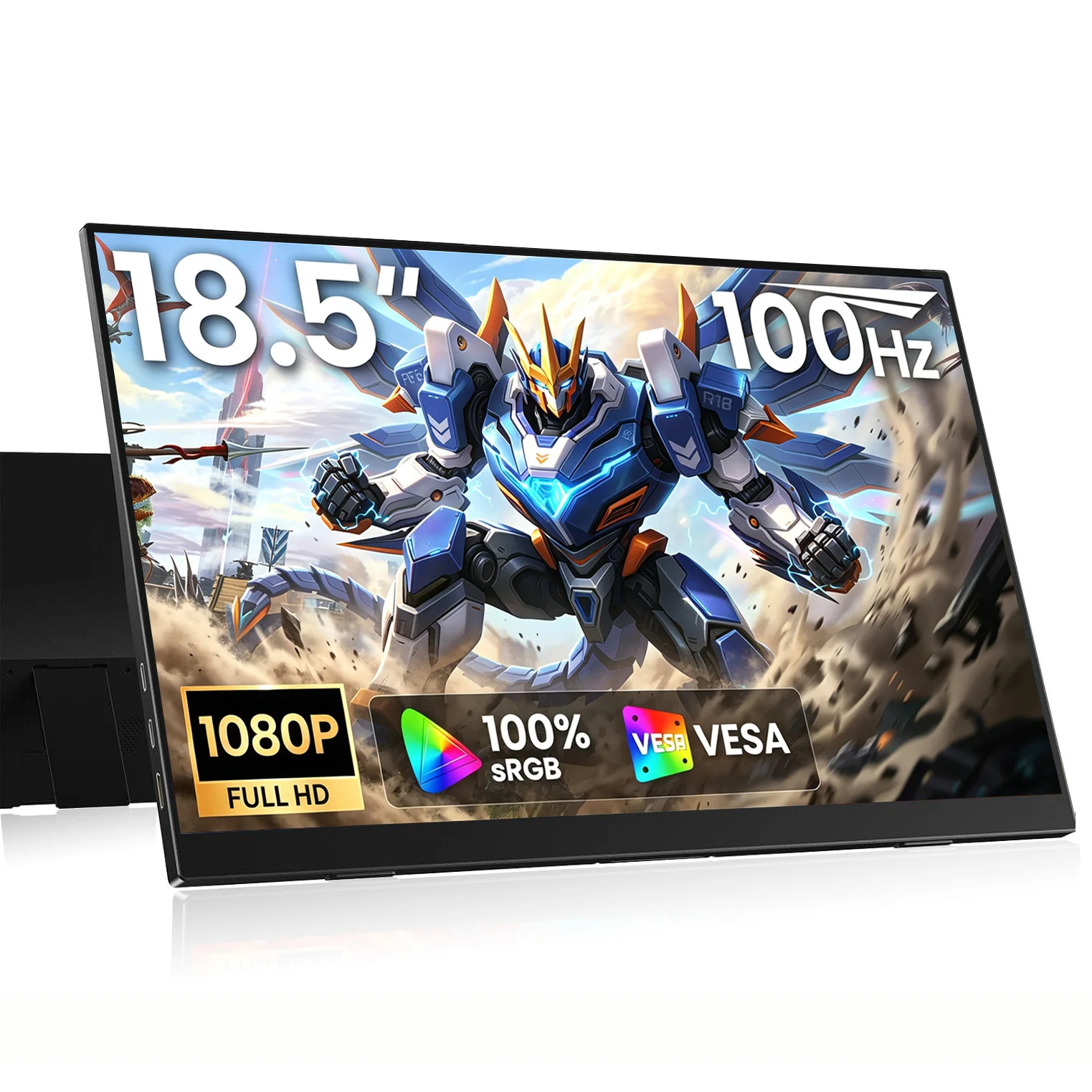 18.5 Inch Portable Monitor 1920*1080 FHD IPS 100%sRGB  External Second Screen for Laptop PC PS Phone PS4/5 and Game Consoles