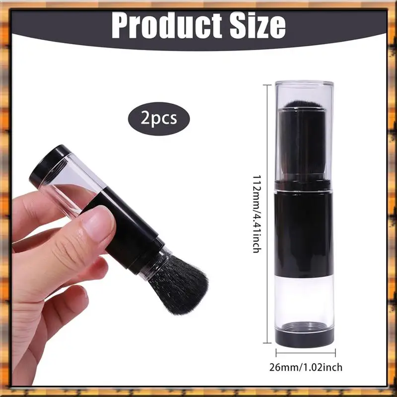 A78K جديد 2 قطعة النقش مسحوق فرش قابل للسحب قضيب أداة الحرفية اللوحة فرشاة لمساحيق التجميل شعيرات ناعمة مقبض أداة